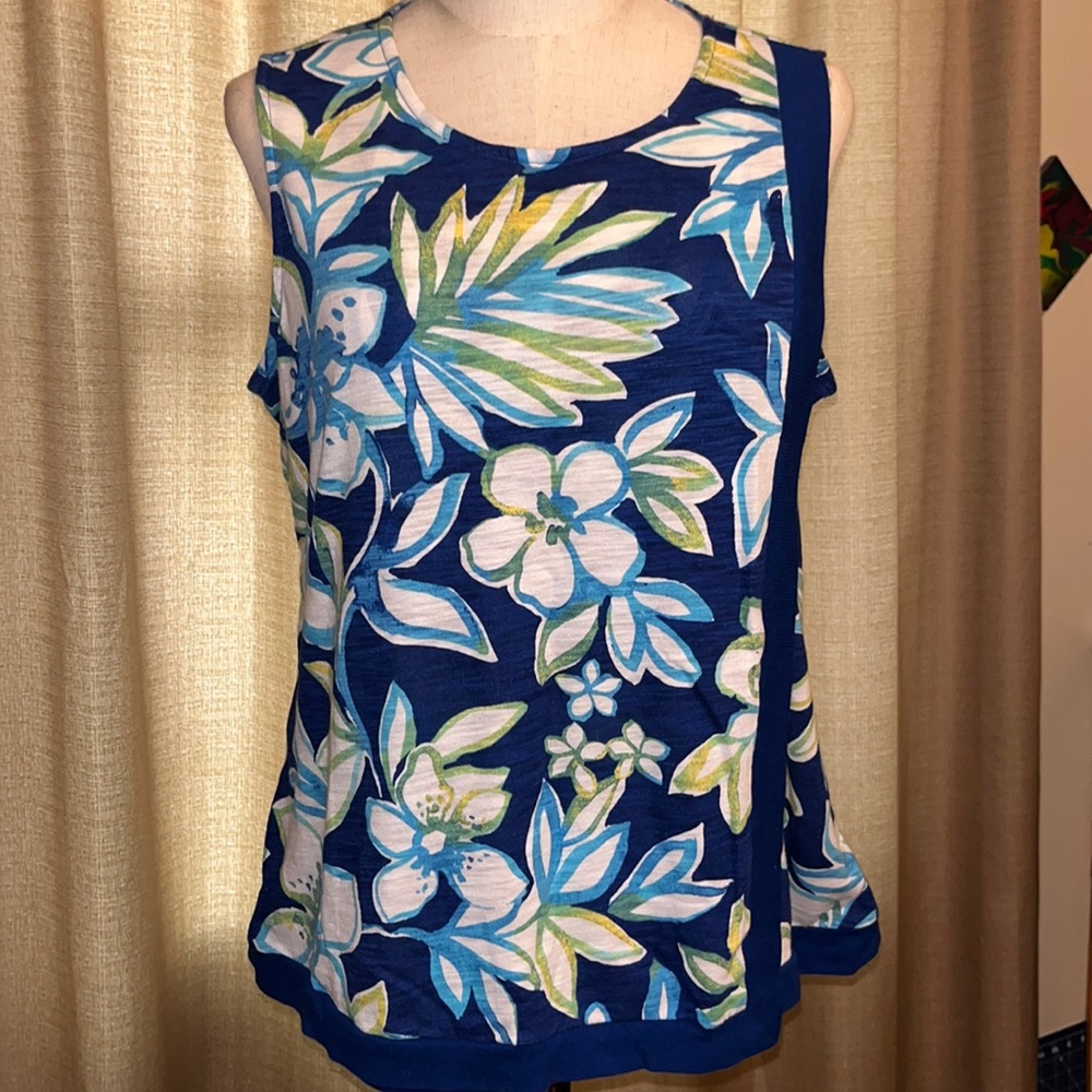 Liz Claiborne Womens Large Water Color Floral Wrap Sleeveless Tank Top